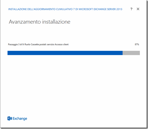 Exchange 2013 CU7 ripresa installazione