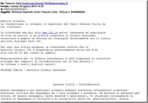 Virus Mail Telecom Italia
