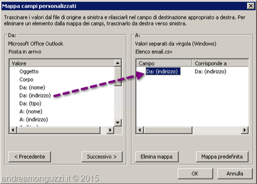 Outlook come esportare indirizzi da posta in arrivo