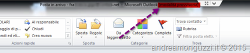 Outlook 2010: Outlook Parte solo in modalità provvisoria